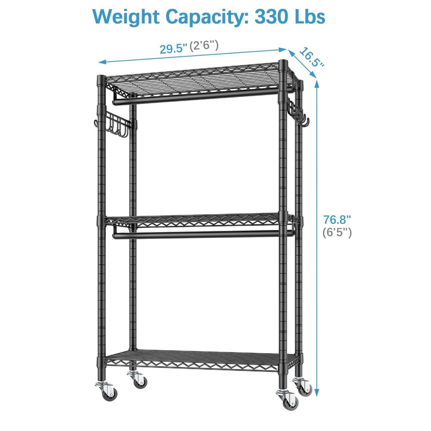 VIPEK R2 Rolling Clothes Rack with Wheels