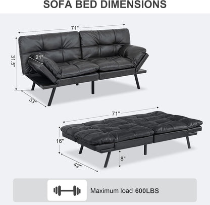 Vipbear Grey Futon Sofa Bed 71"