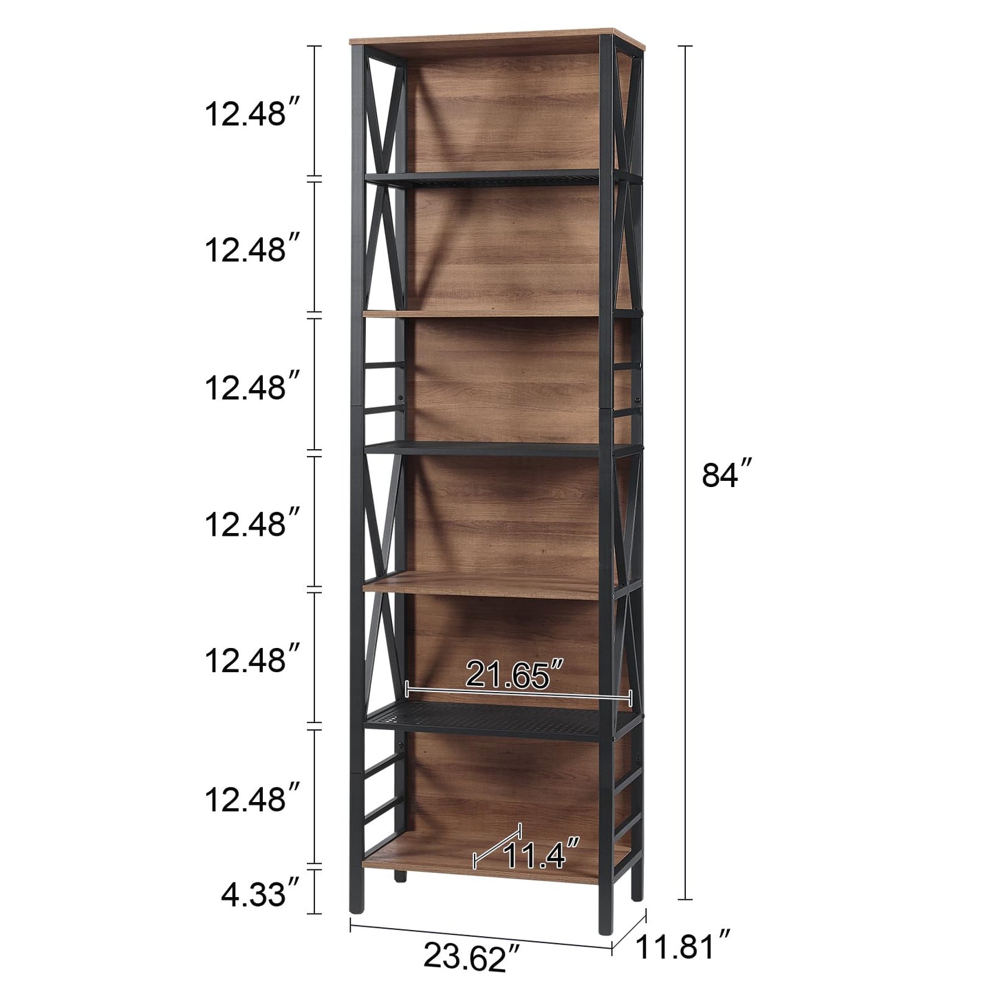 HOMISSUE 7-Tier Rustic Bookshelf