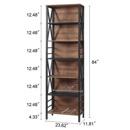 HOMISSUE 7-Tier Rustic Bookshelf