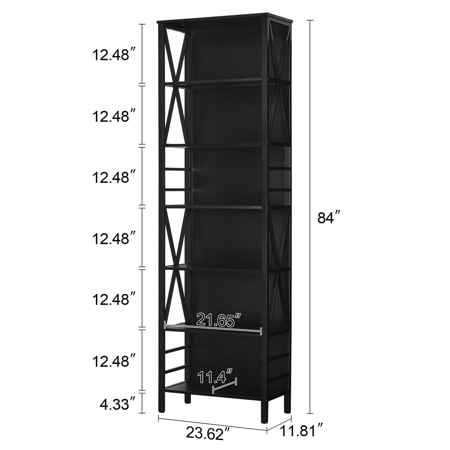 HOMISSUE 7-Tier Rustic Bookshelf