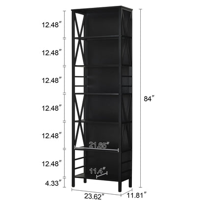 HOMISSUE 7-Tier Rustic Bookshelf
