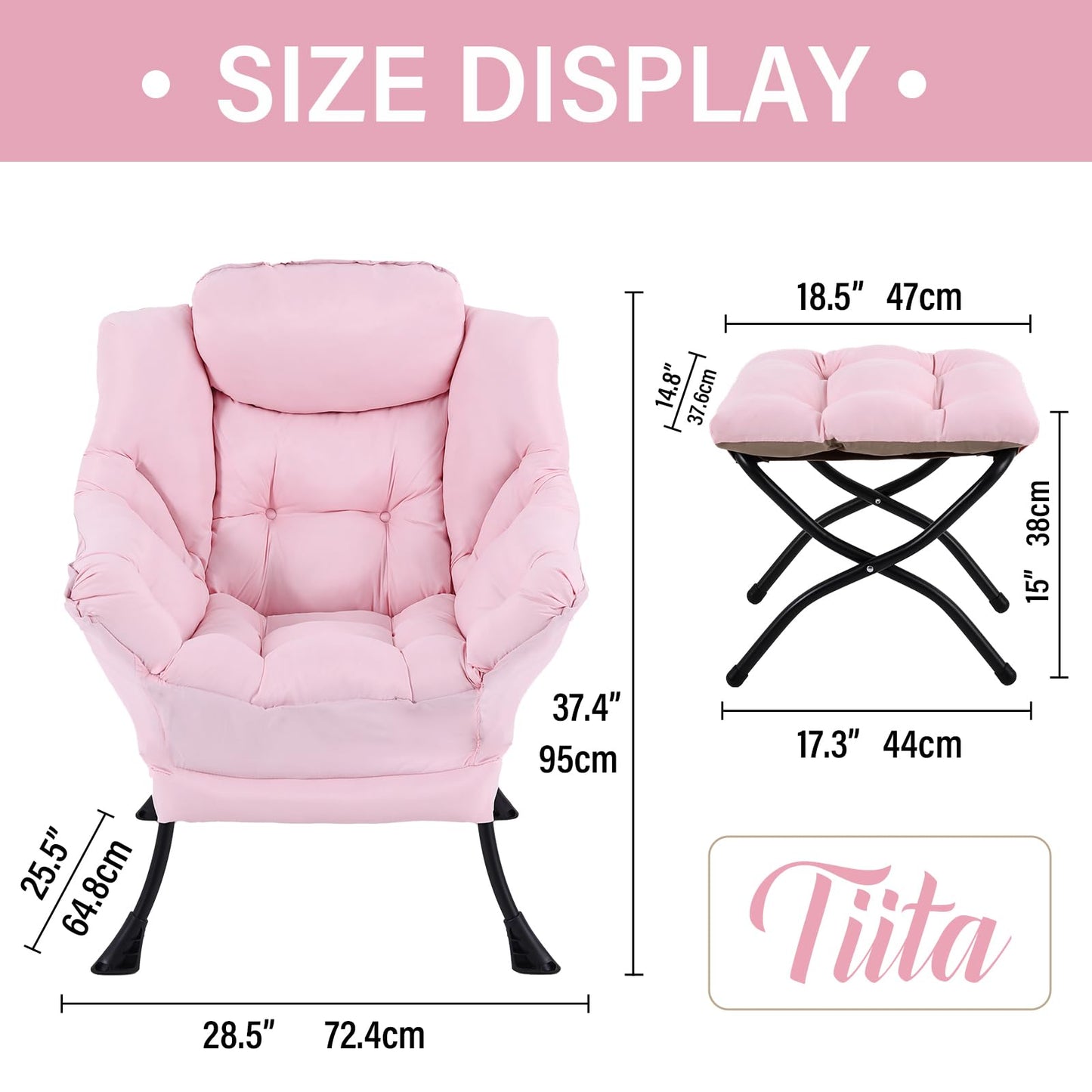 Tiita Velvet Lounge Chair with Ottoman