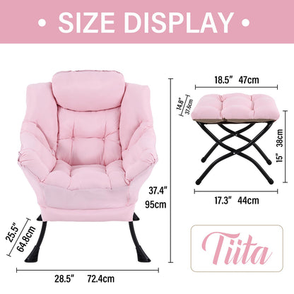 Tiita Velvet Lounge Chair with Ottoman