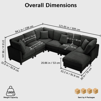 7-Seater Modular Sofa – Black