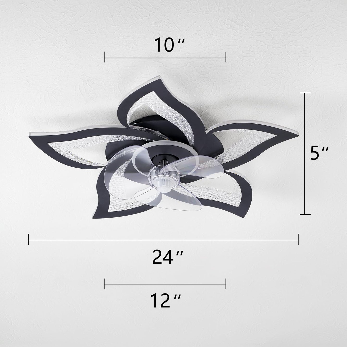 32" Black Ceiling Fan with Light