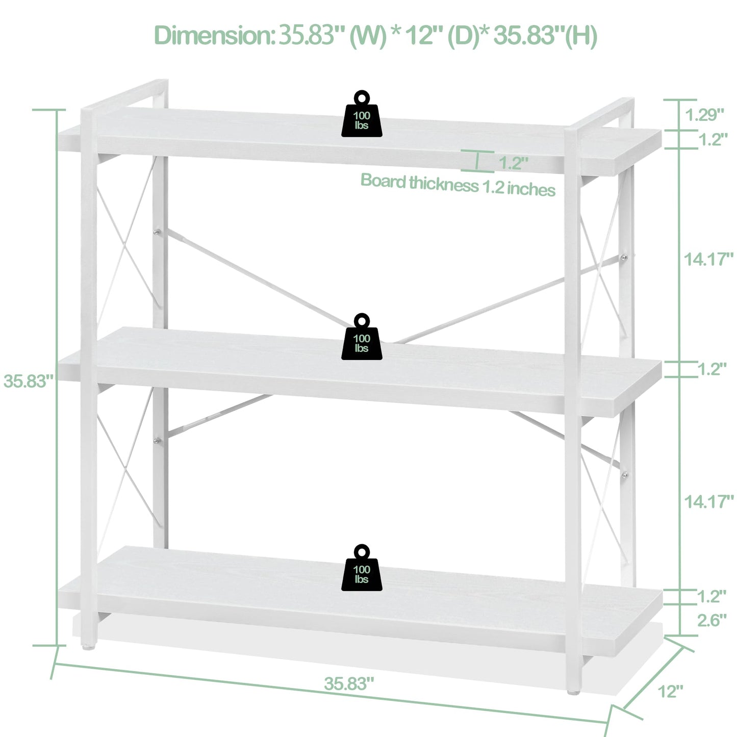HCHQHS 4-Tier Industrial Bookshelf