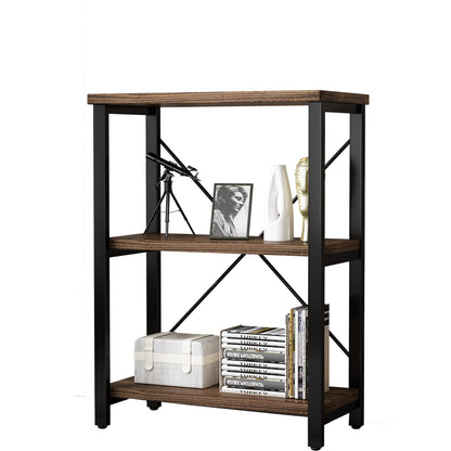 5-Tier Industrial Wood & Metal Bookcase