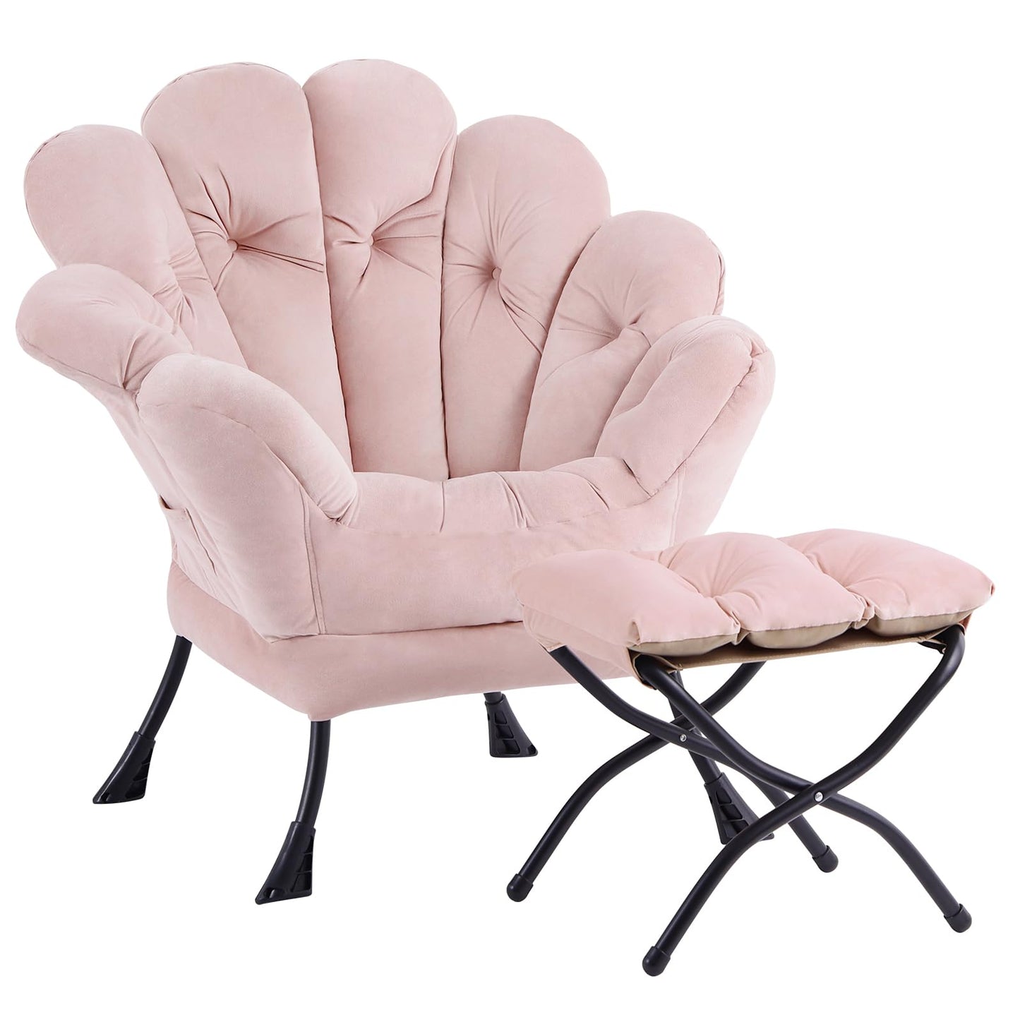Butterfly Chair with Ottoman – Khaki Velvet