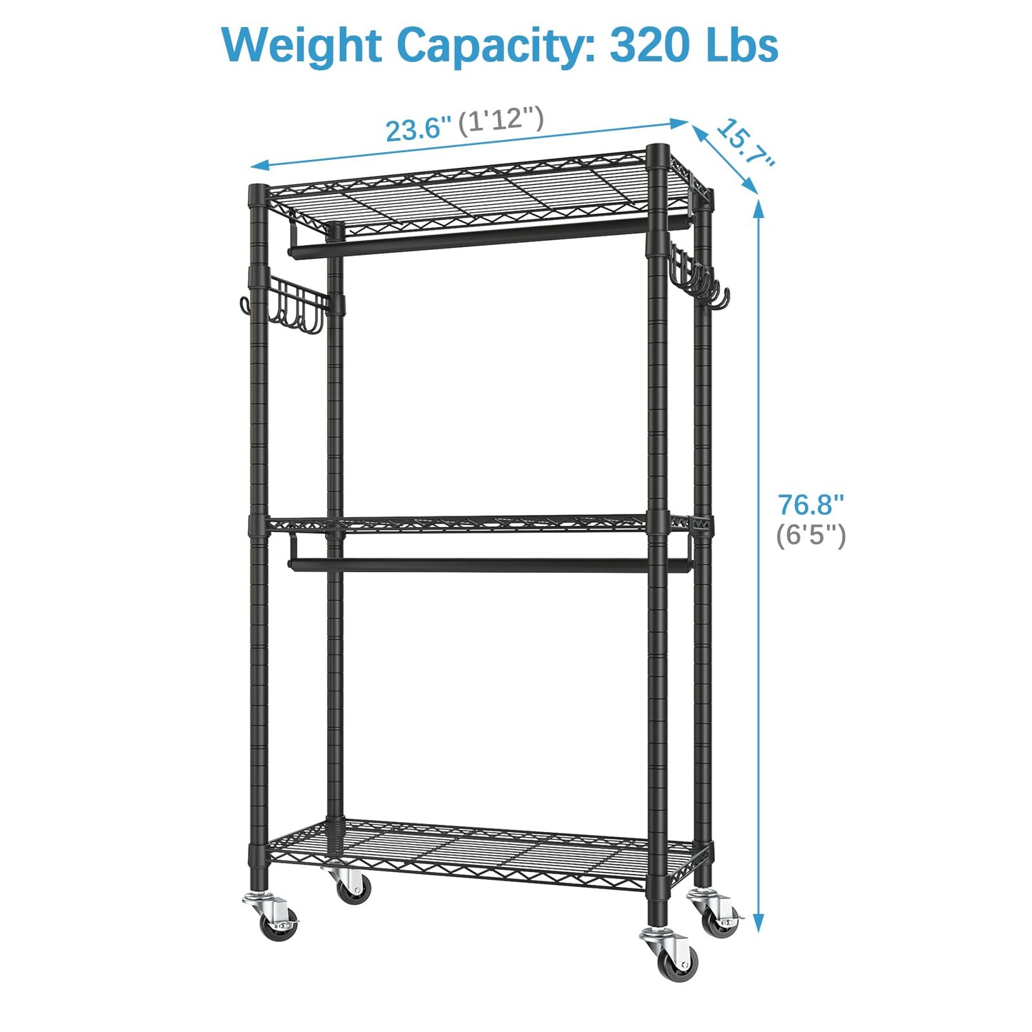 VIPEK R2 Rolling Clothes Rack with Wheels