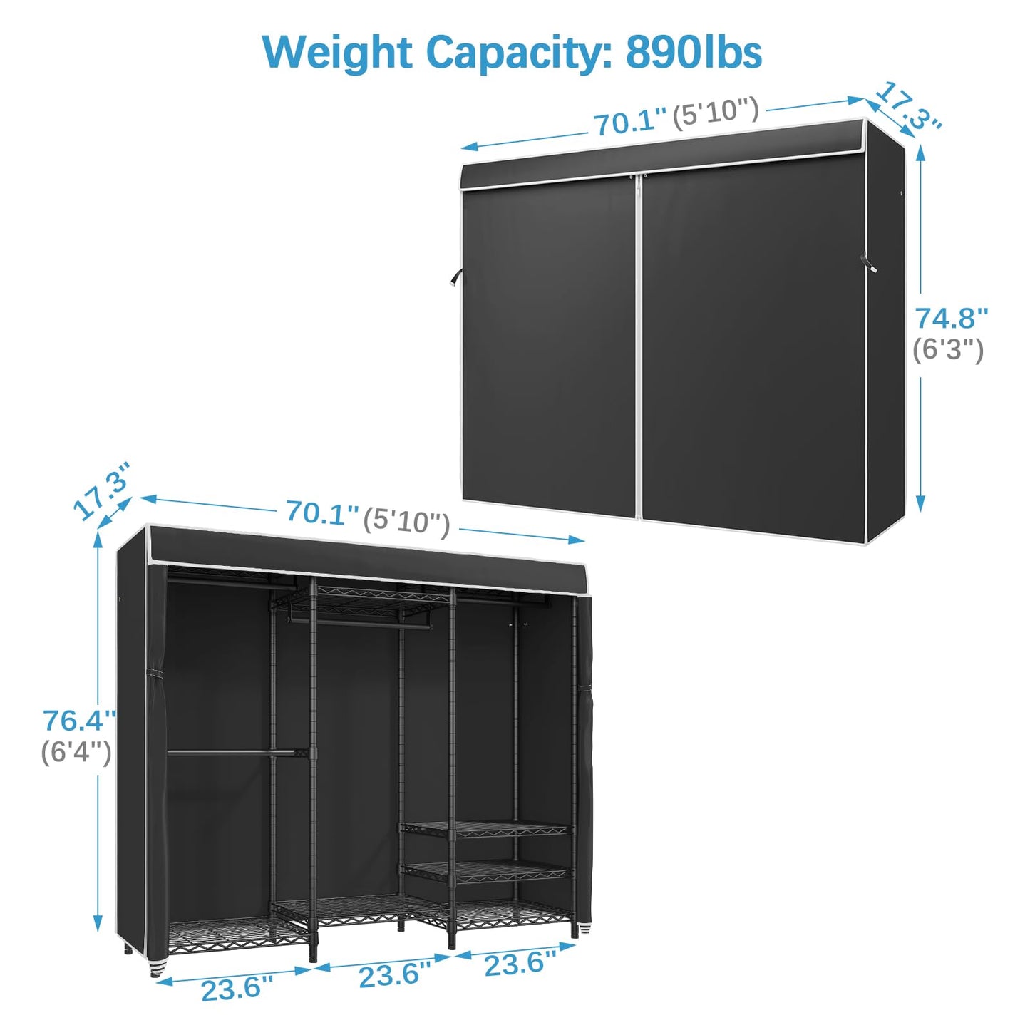 VIPEK V5C Heavy Duty Covered Clothes Rack