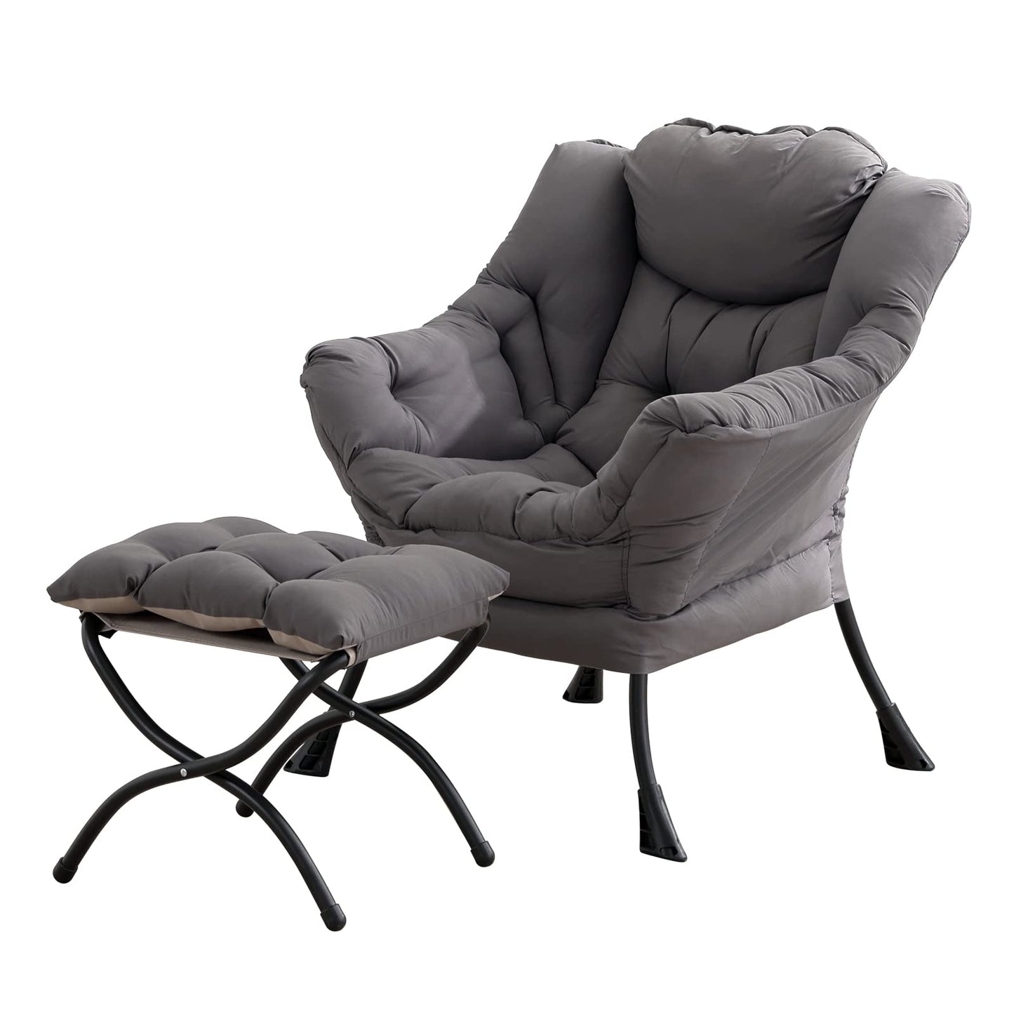 Tiita Velvet Lounge Chair with Ottoman
