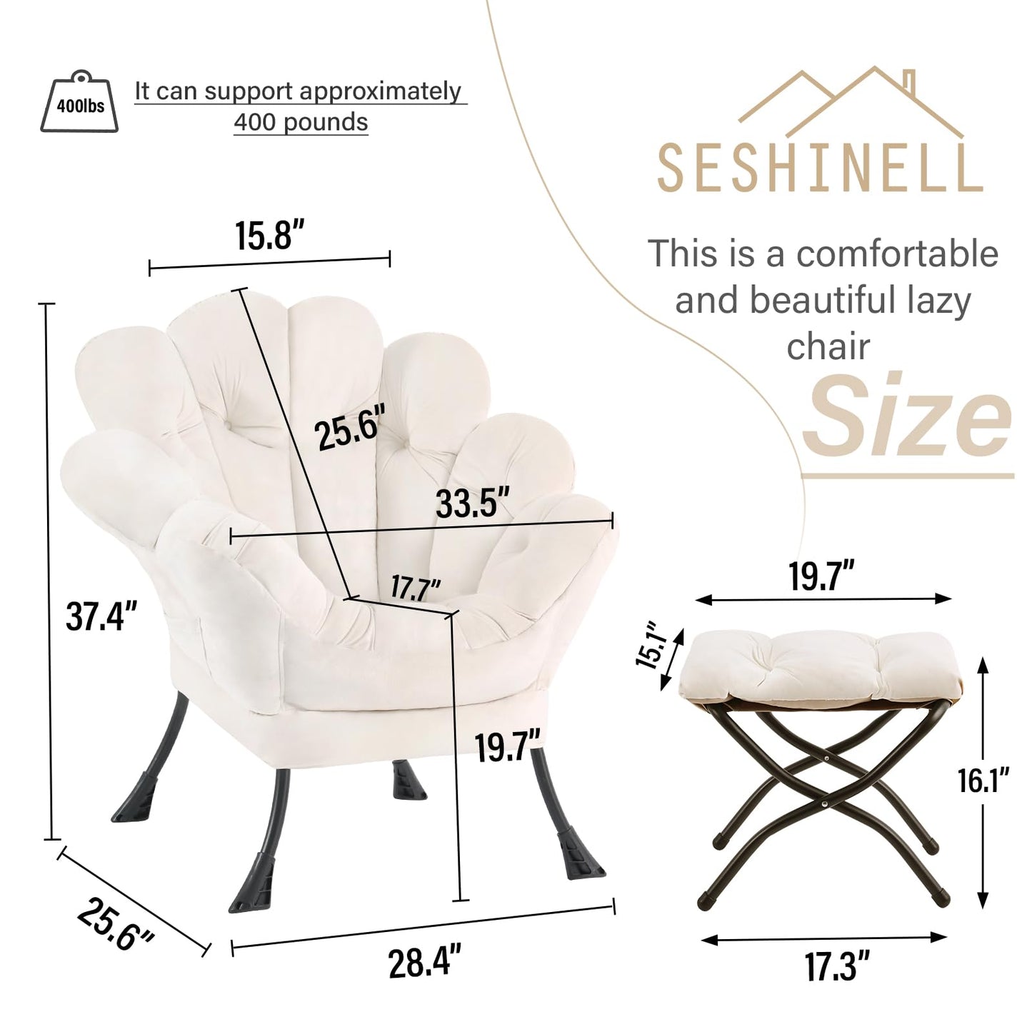 Butterfly Chair with Ottoman – Khaki Velvet