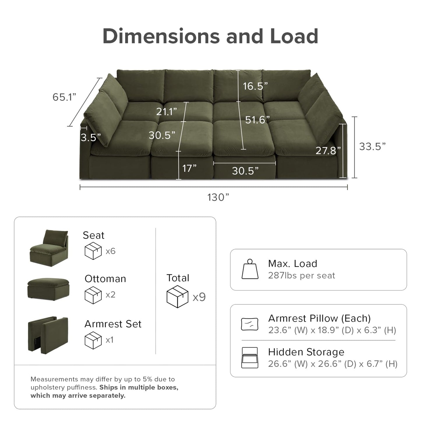 Mopio 6-Seater Modular Sofa Bed