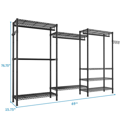 Heavy Duty Large Garment Rack with Shelves & Rods