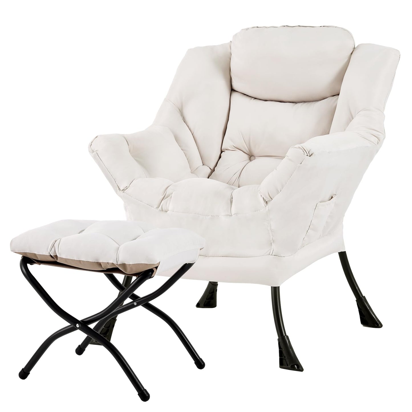 Tiita Velvet Lounge Chair with Ottoman
