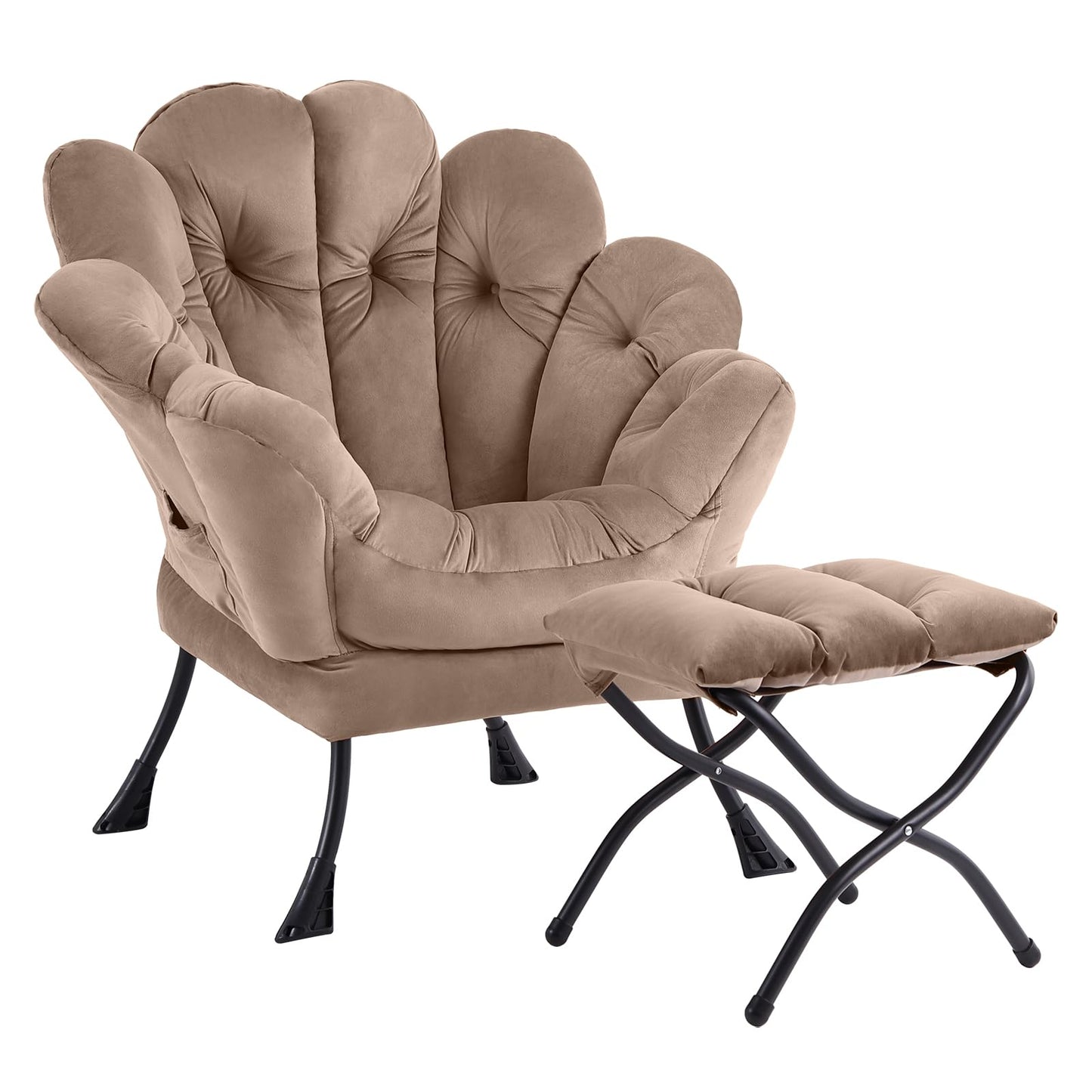 Butterfly Chair with Ottoman – Khaki Velvet