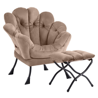 Butterfly Chair with Ottoman – Khaki Velvet