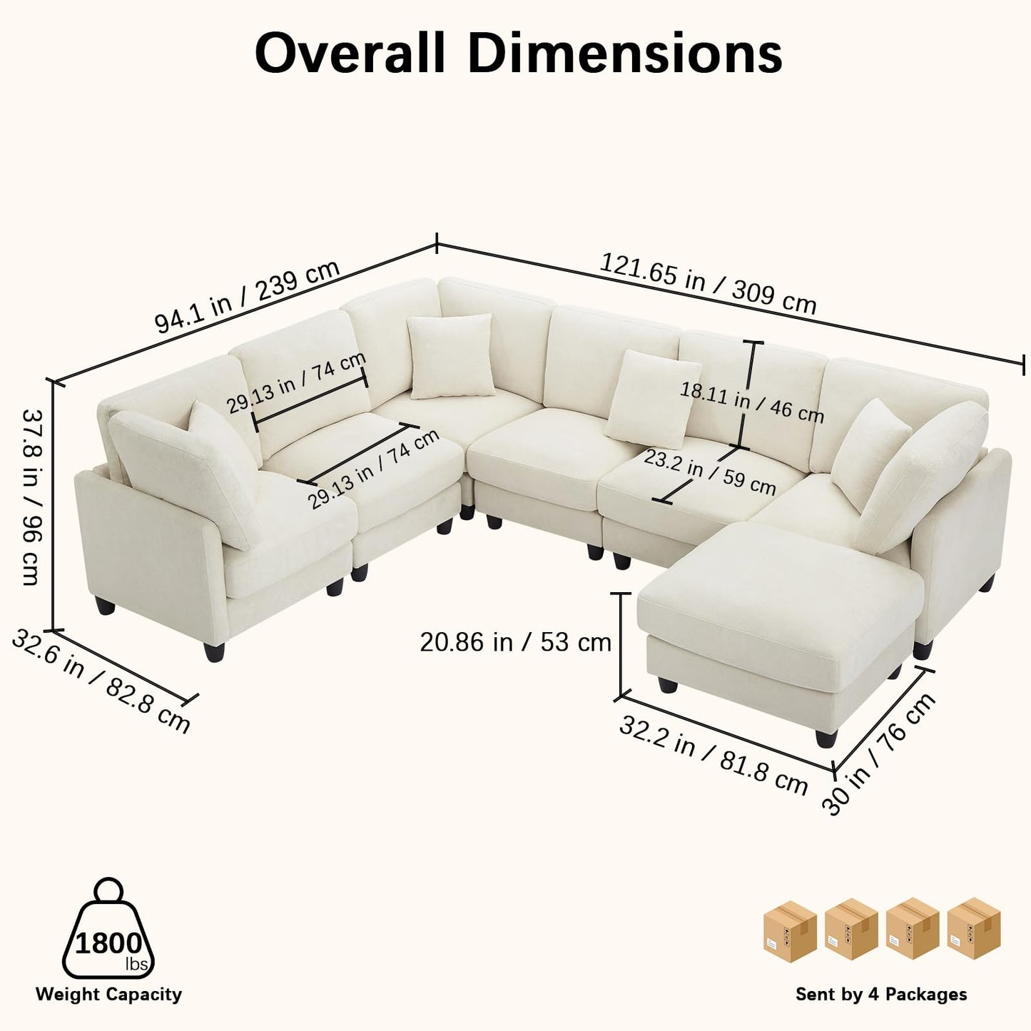 7-Seater Modular Sofa – Black