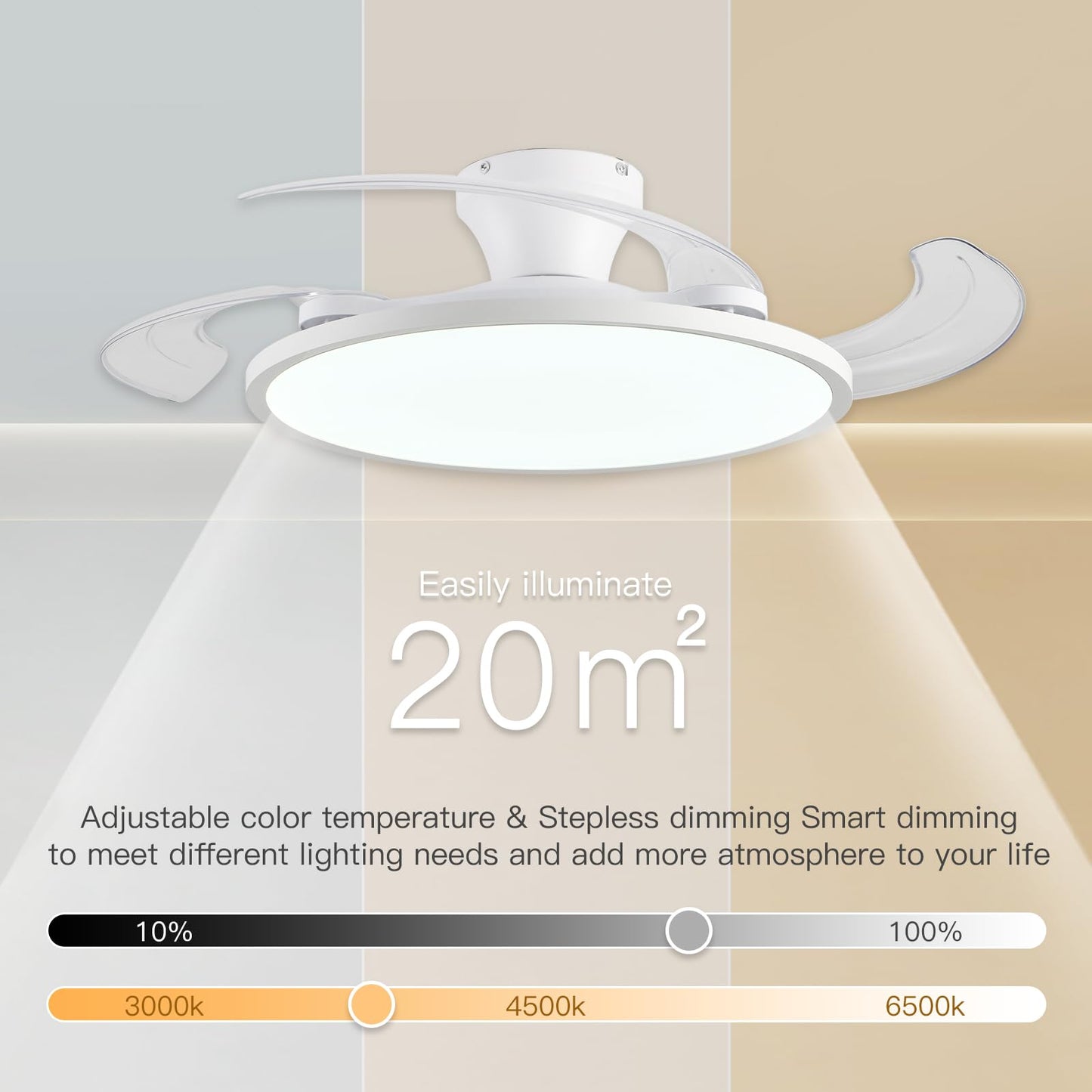 42" Retractable Ceiling Fan Light – Black