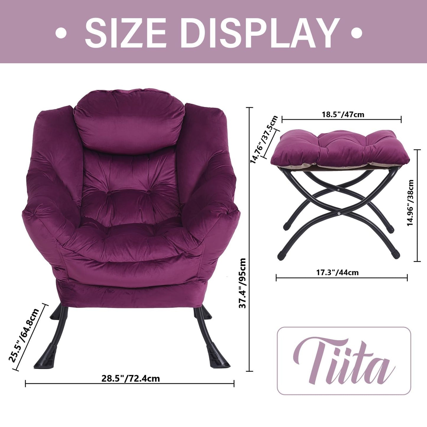 Tiita Velvet Lounge Chair with Ottoman