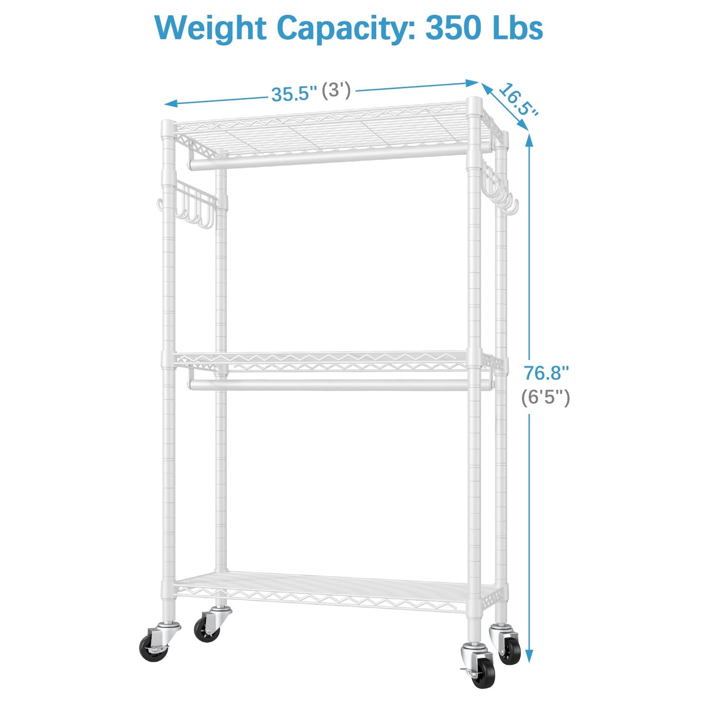 VIPEK R2 Rolling Clothes Rack with Wheels