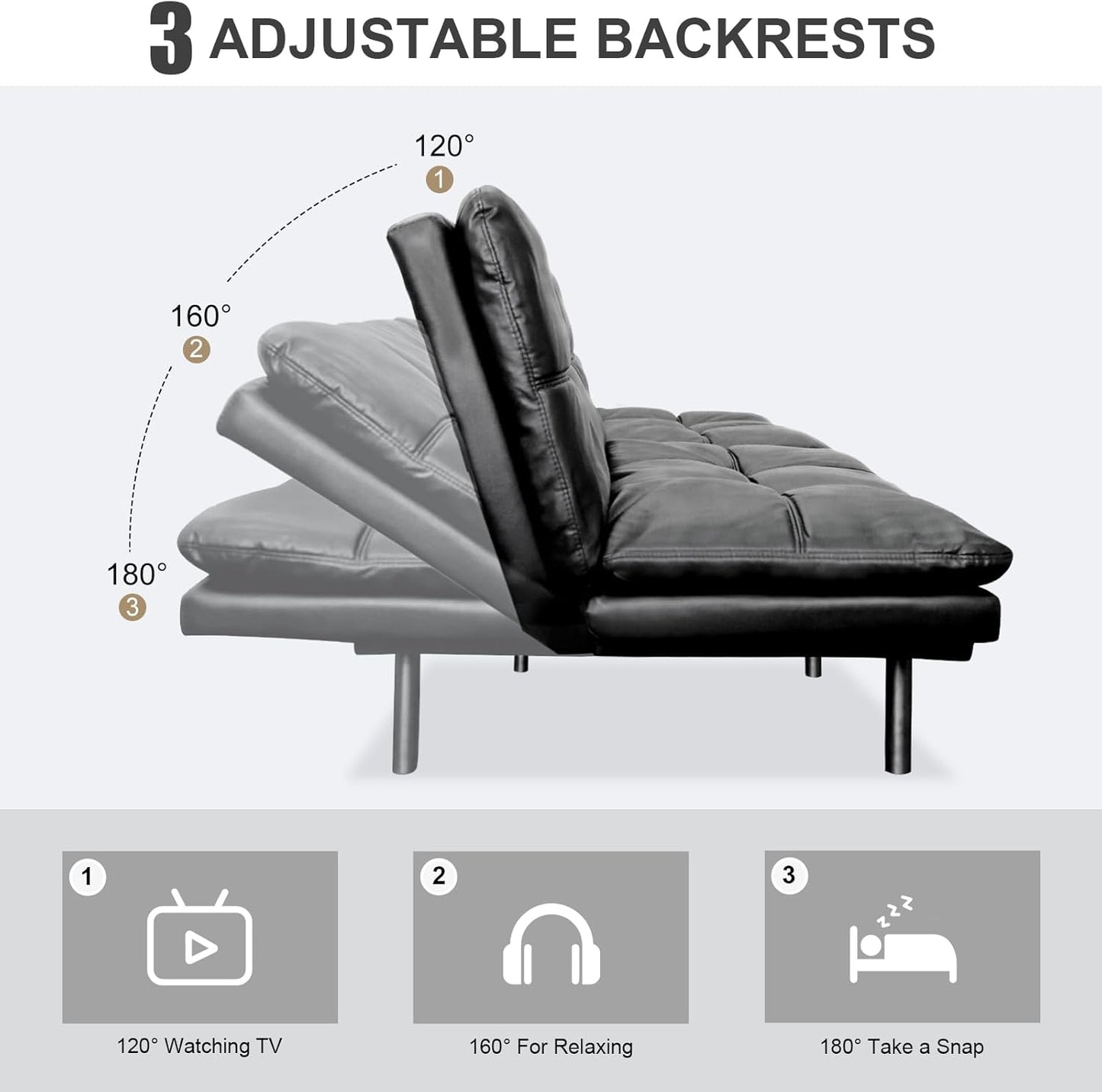 Vipbear Grey Futon Sofa Bed 71"