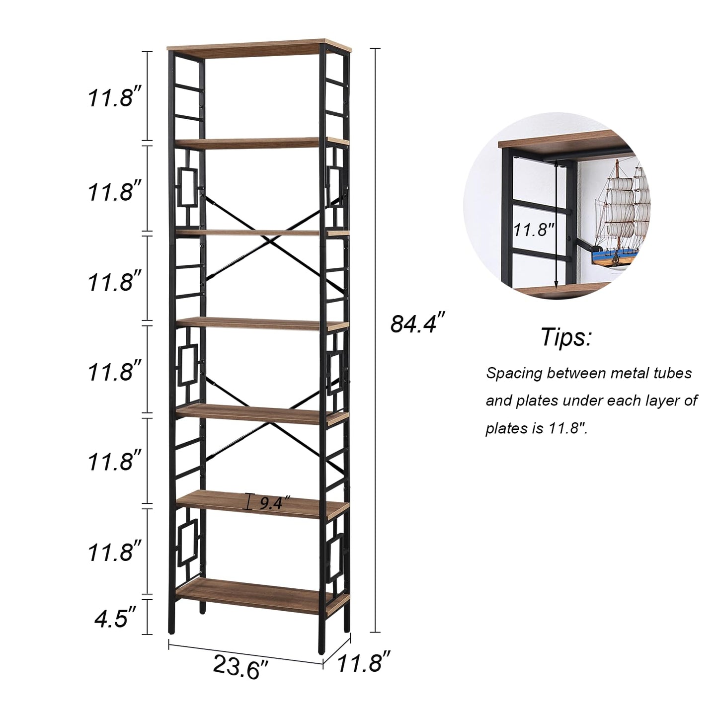 HOMISSUE 84" Metal Bookshelf