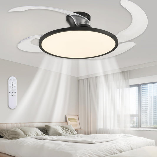 42" Retractable Ceiling Fan Light – Black