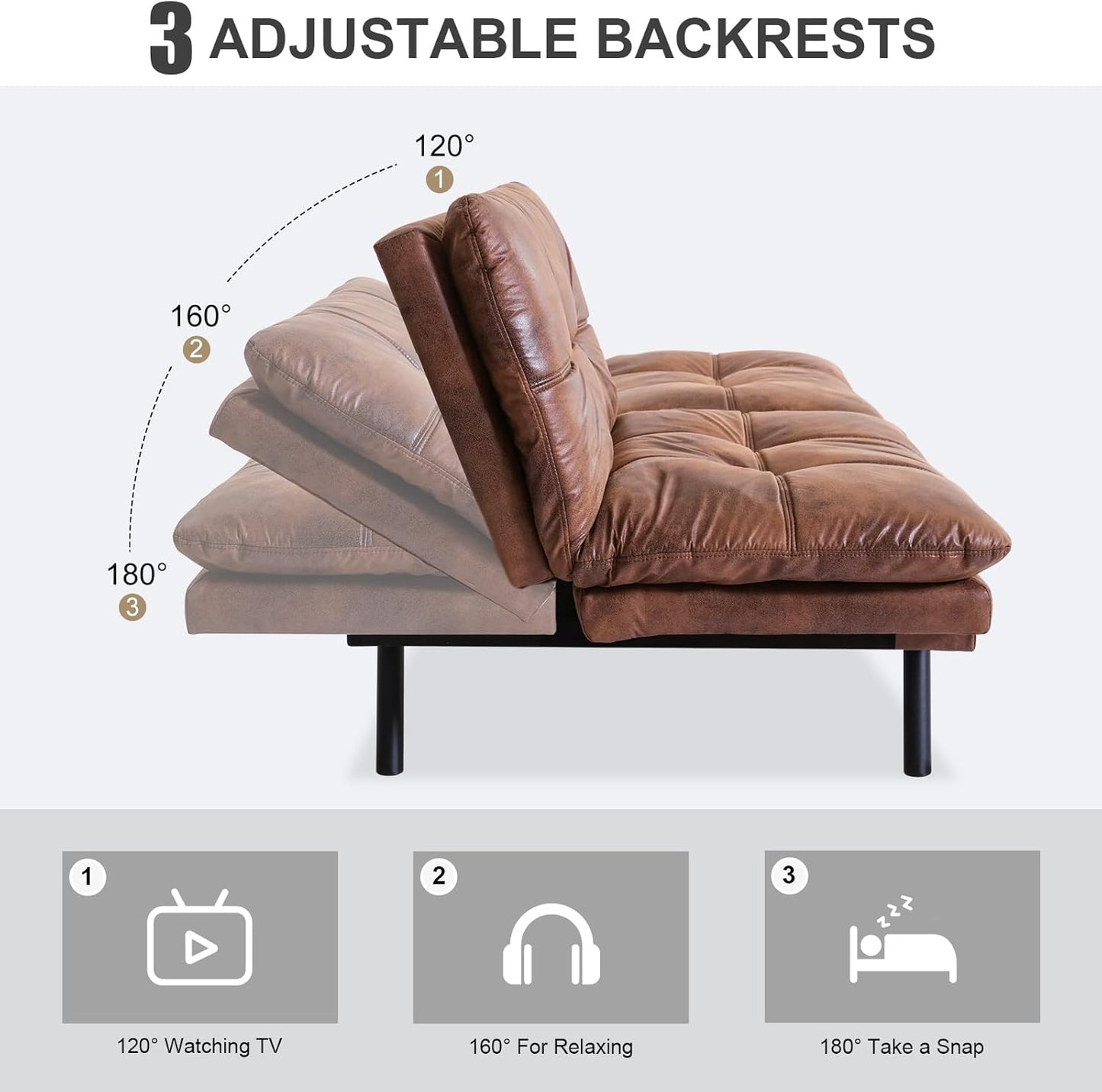 Vipbear Grey Futon Sofa Bed 71"