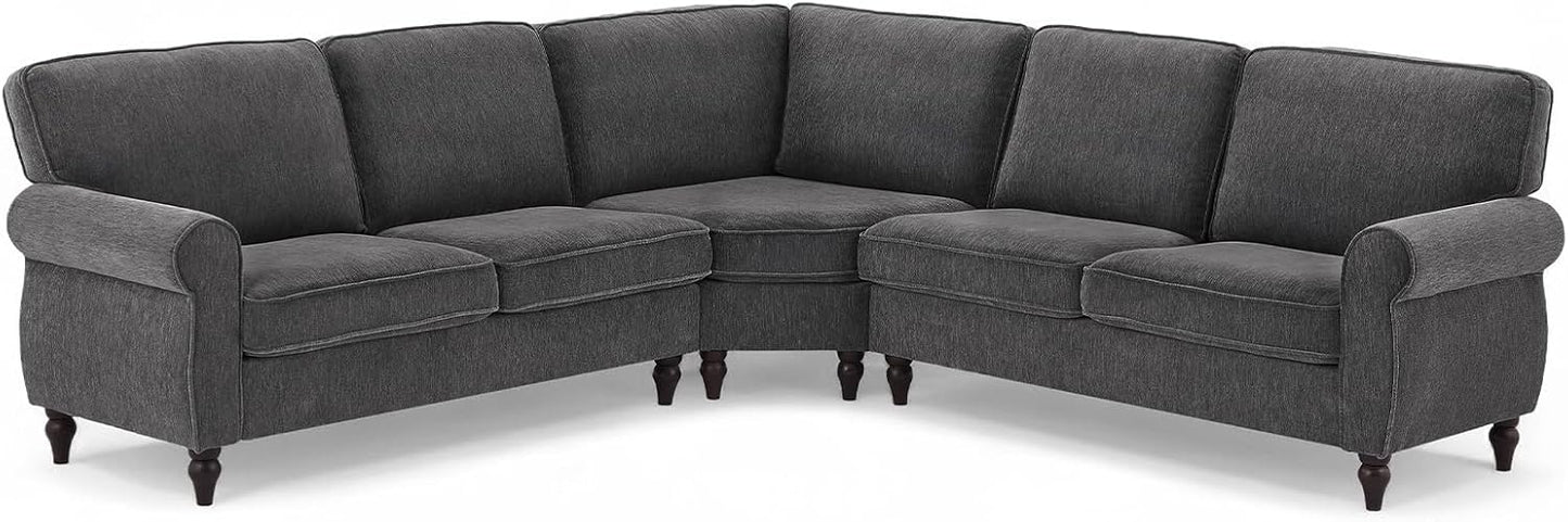 101" L-Shaped Grey 5-Seater Sofa