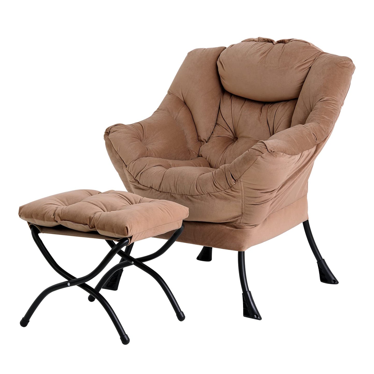 Tiita Velvet Lounge Chair with Ottoman