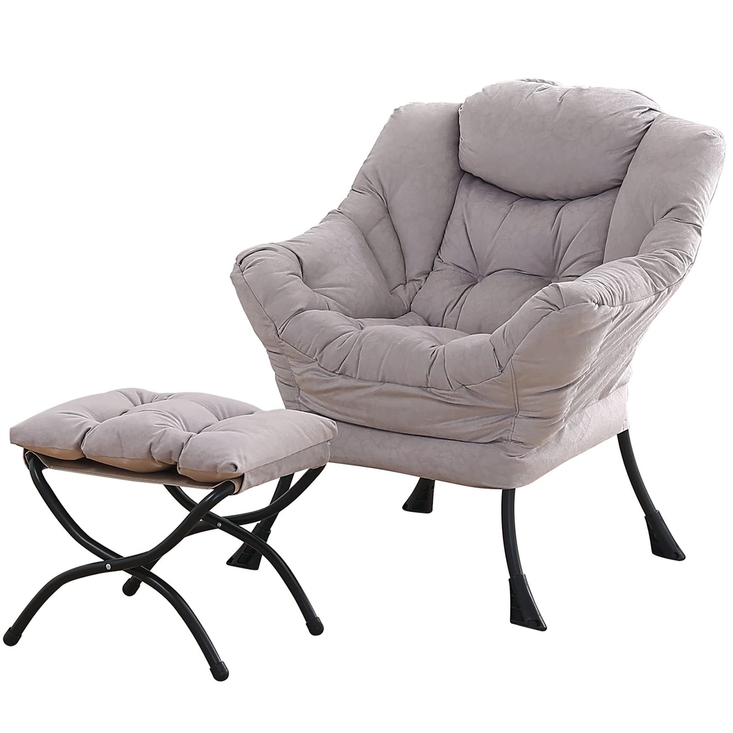 Tiita Velvet Lounge Chair with Ottoman