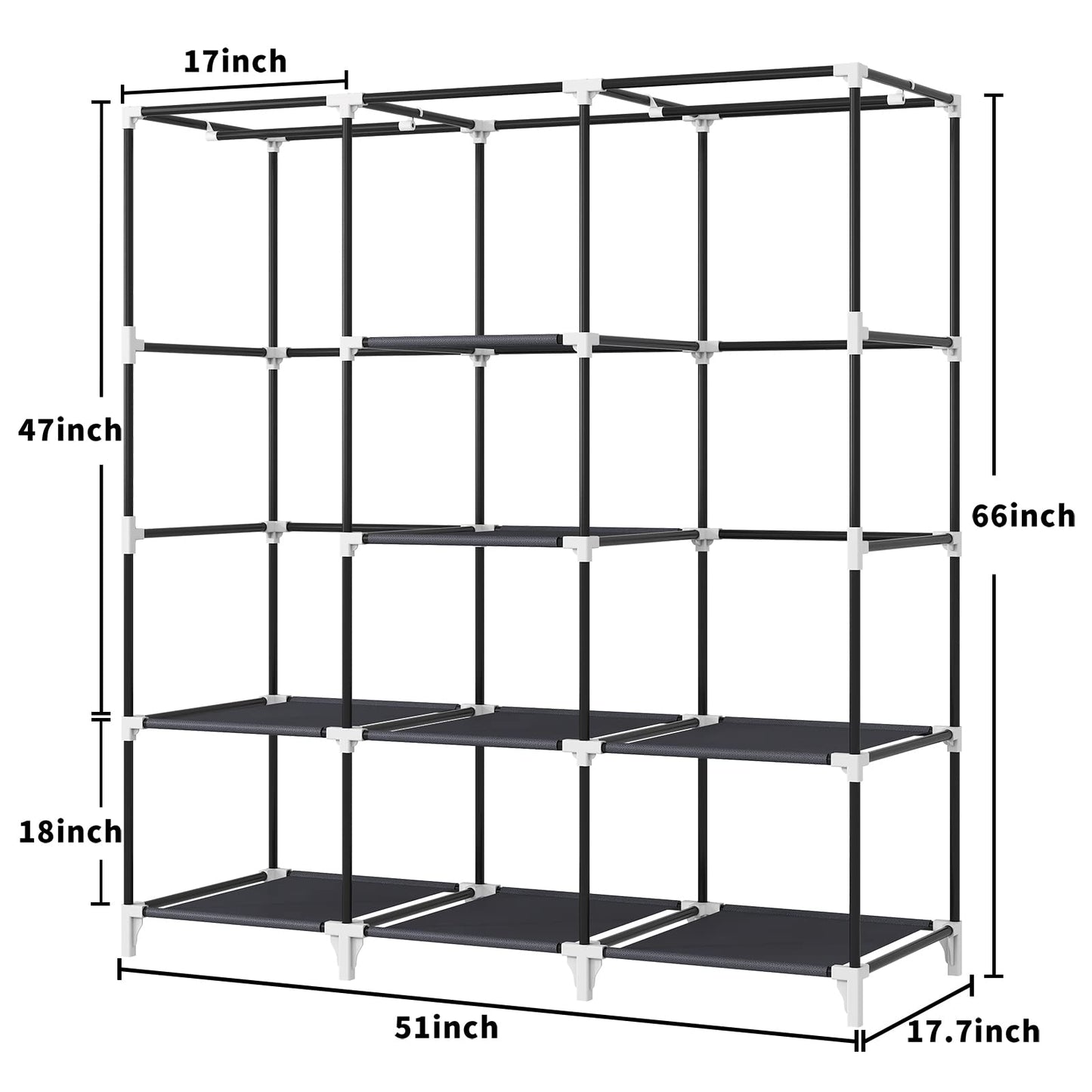 Portable 51" Closet with Rods & Shelves