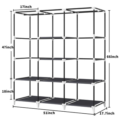 Portable 51" Closet with Rods & Shelves