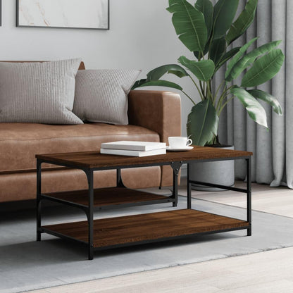 Brown Oak Metal Coffee Table