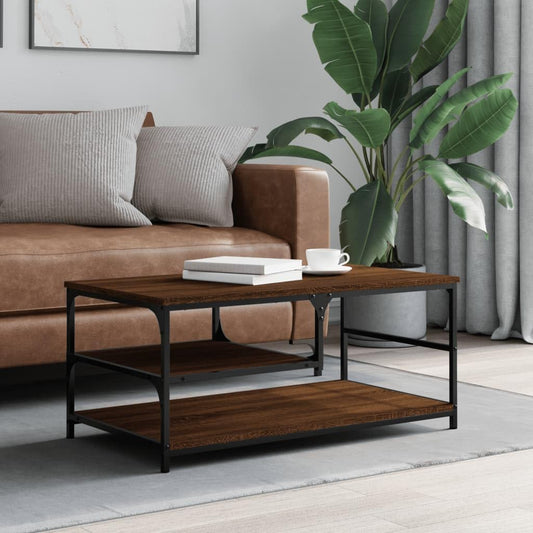 Brown Oak Metal Coffee Table