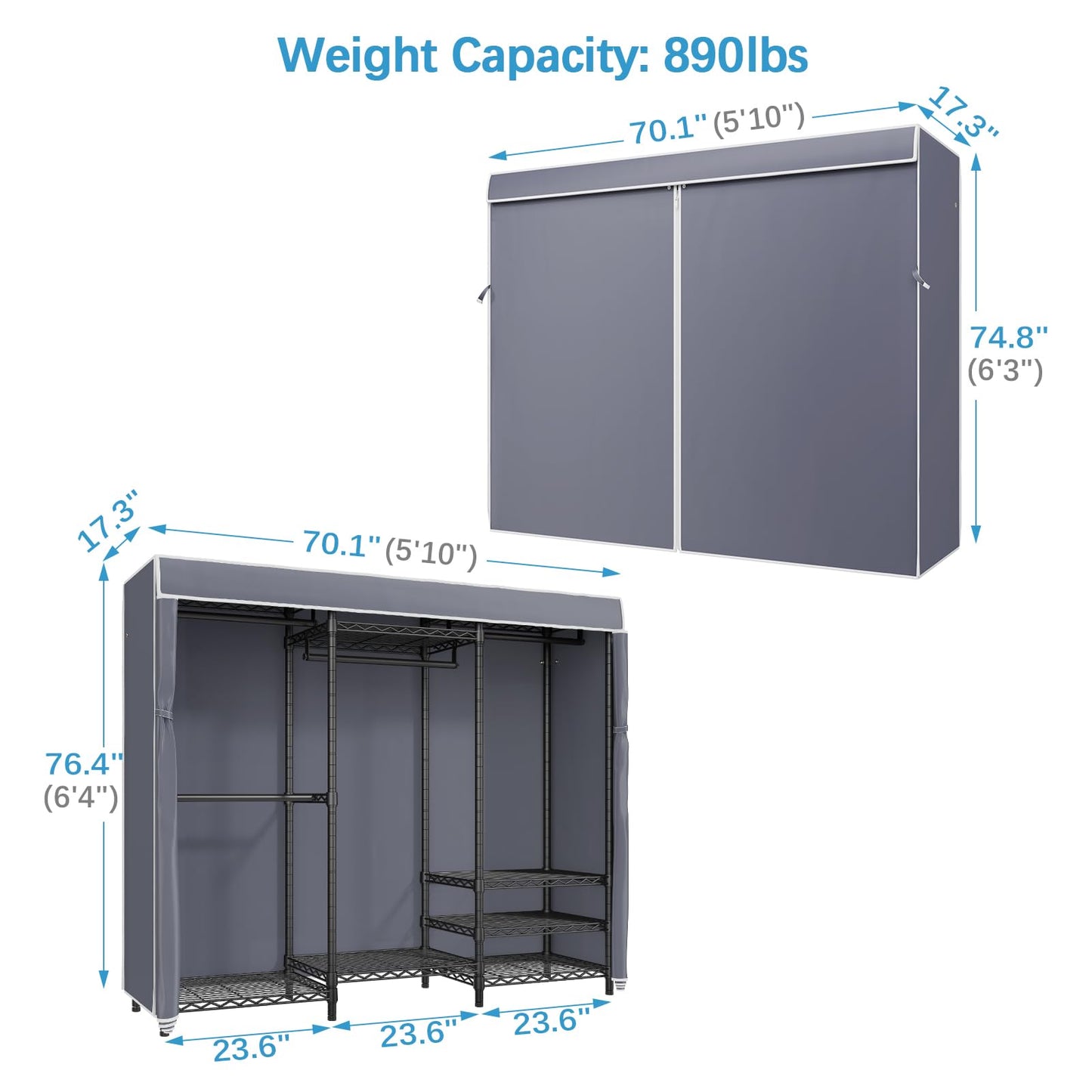 VIPEK V5C Heavy Duty Covered Clothes Rack