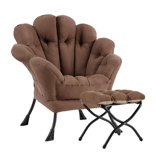 Butterfly Chair with Ottoman – Khaki Velvet