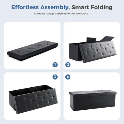 DUMOS 30" Foldable Storage Ottoman Bench