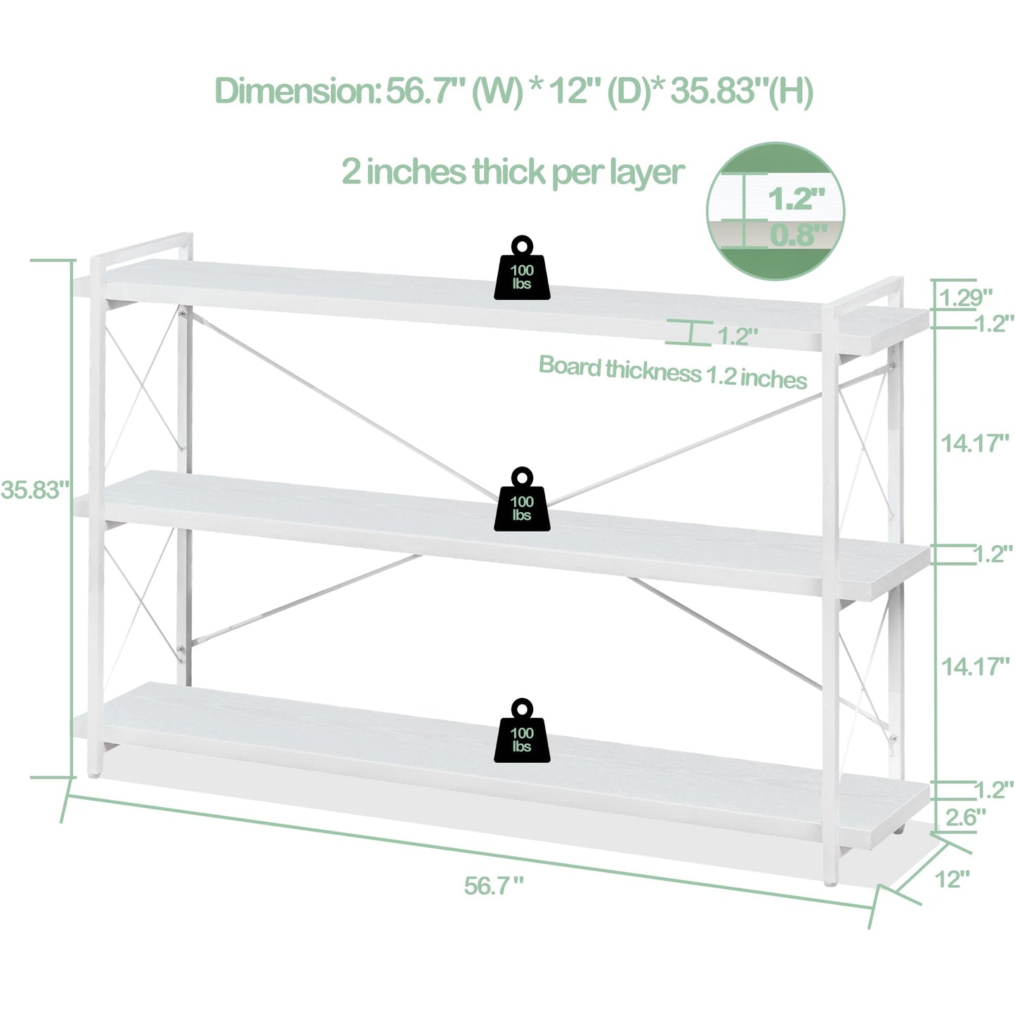 HCHQHS 4-Tier Industrial Bookshelf