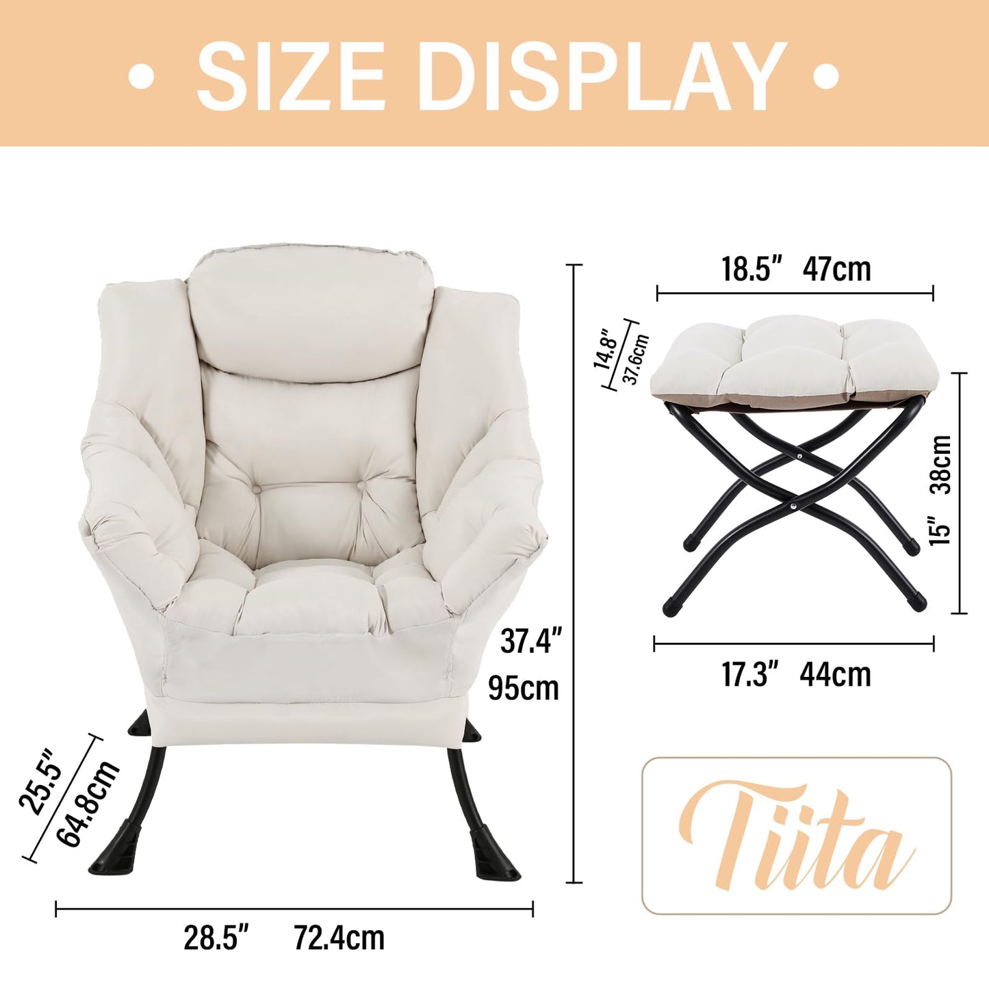 Tiita Velvet Lounge Chair with Ottoman