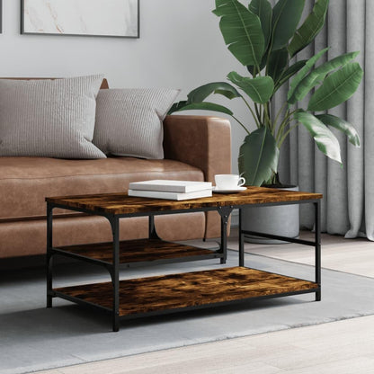 Brown Oak Metal Coffee Table