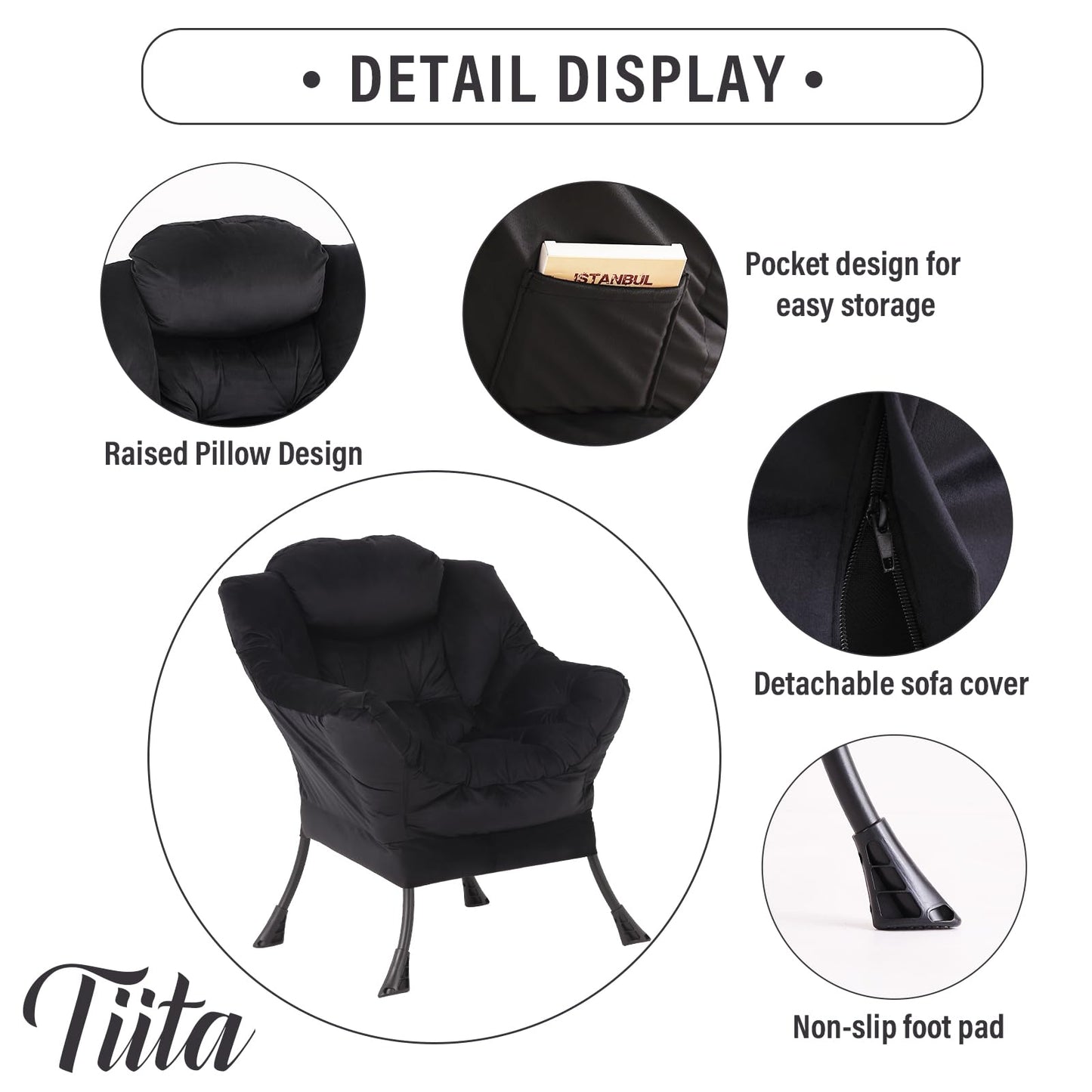 Tiita Velvet Lounge Chair with Ottoman
