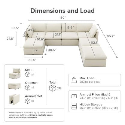 Mopio 6-Seater Modular Sofa Bed