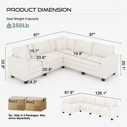 97" 5-Seater Modular Sofa – Beige