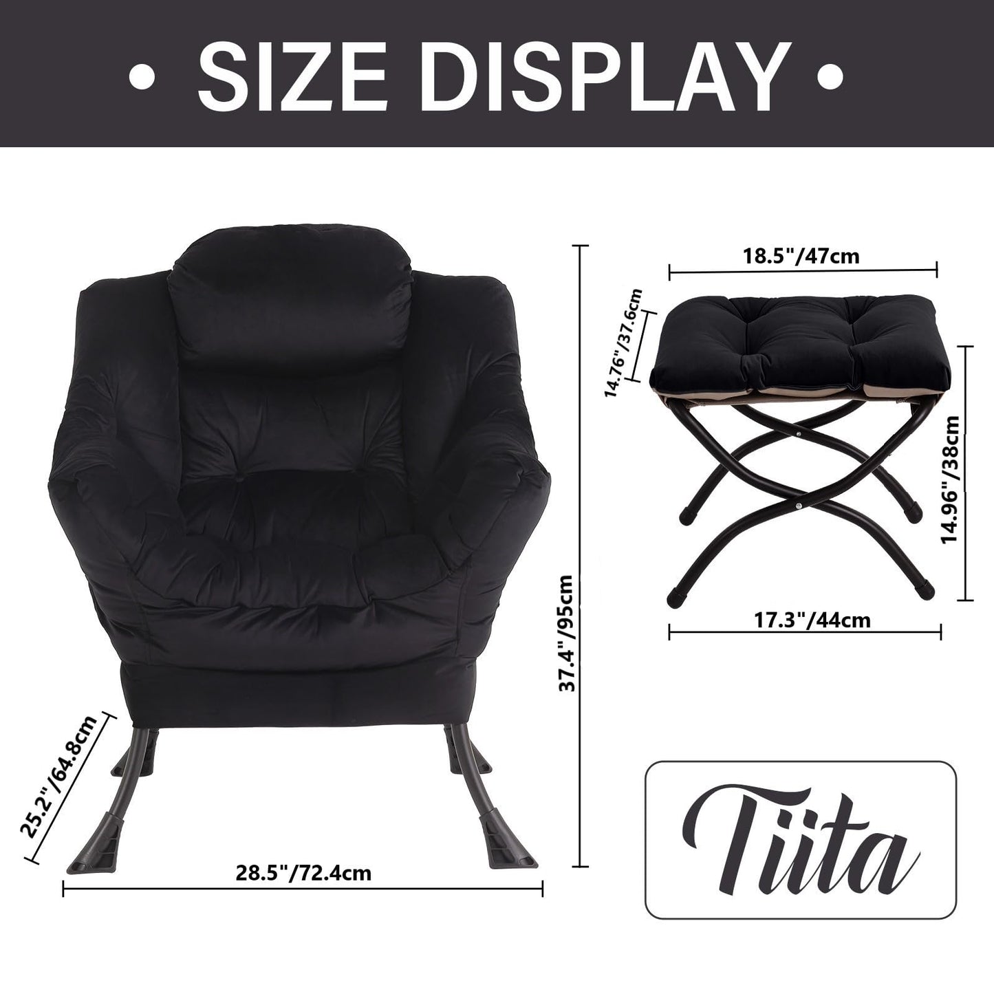 Tiita Velvet Lounge Chair with Ottoman