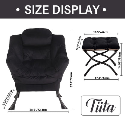 Tiita Velvet Lounge Chair with Ottoman
