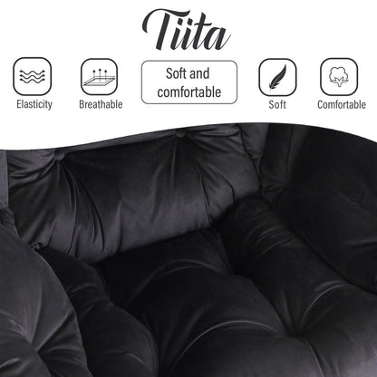 Tiita Velvet Lounge Chair with Ottoman