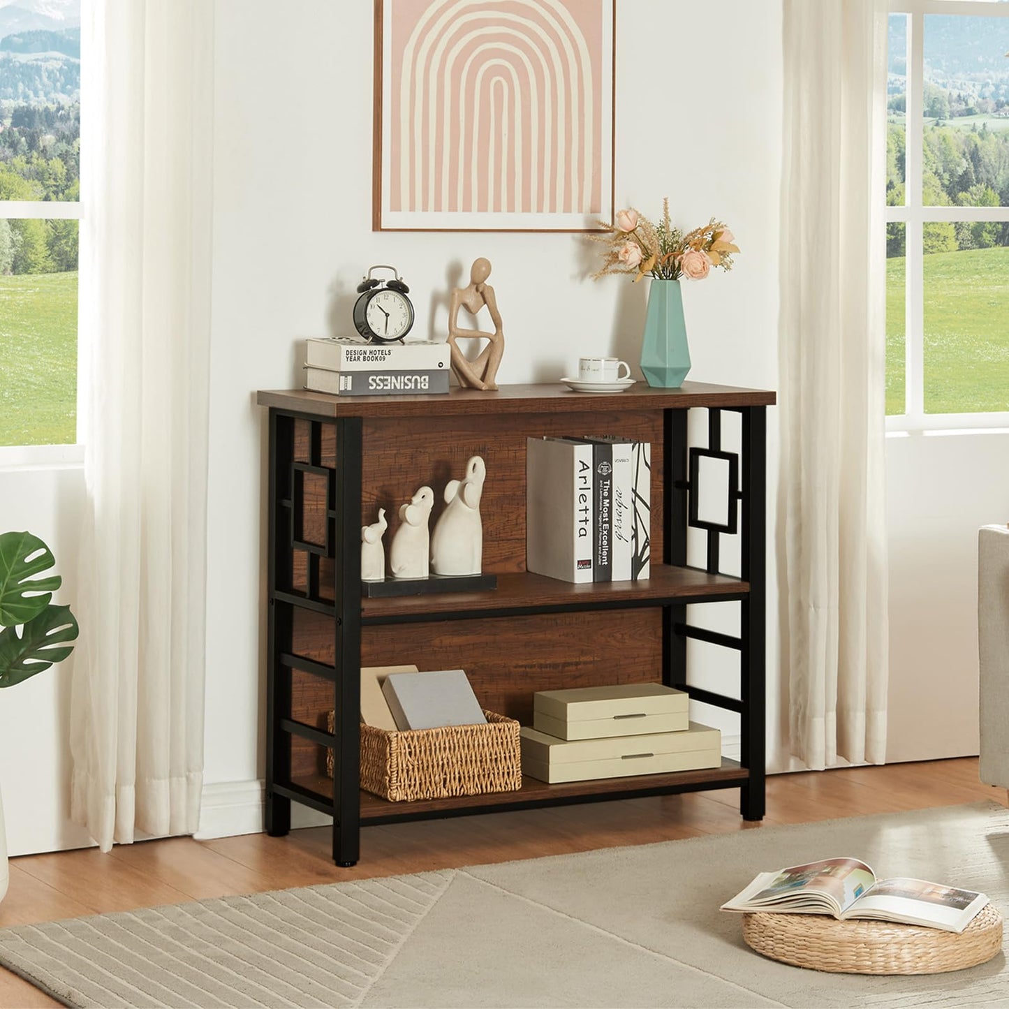 HOMISSUE 3-Tier Rustic Bookshelf